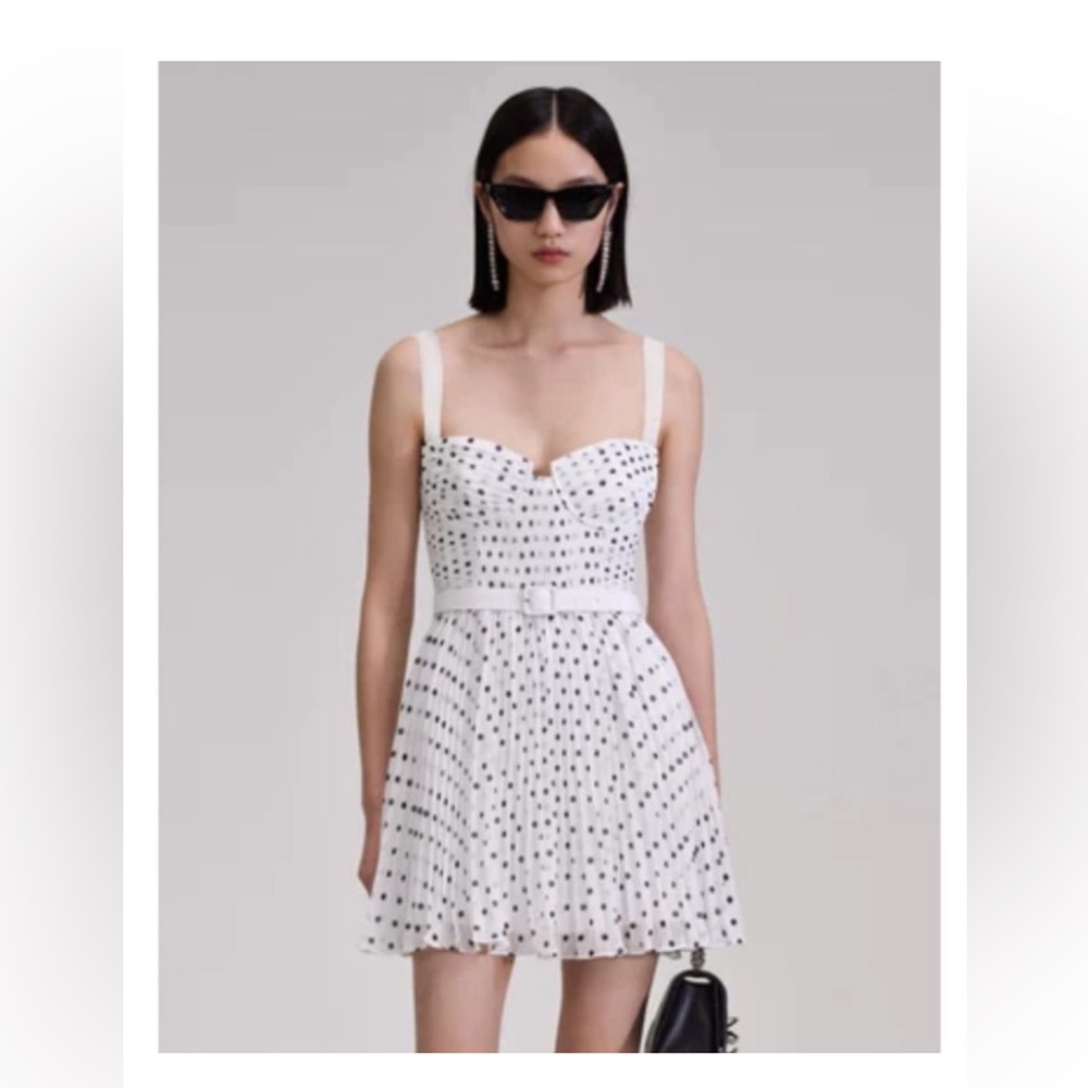 Self-portrait polka dot chiffon minidress